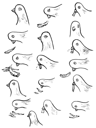 sequential pigeon artwork by Kevin Huizenga