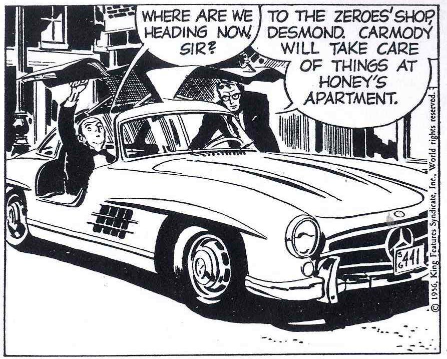 Raymond's mercedes is Rip Kirby, July 1956